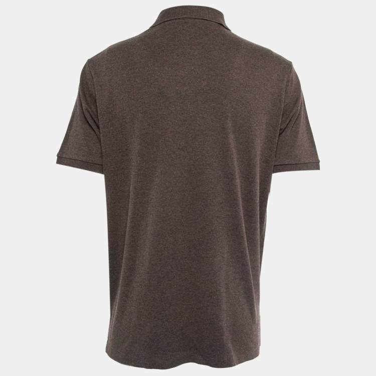 Pre Owned Polo Ralph Lauren Brown Cotton Knit Polo T-Shirt L