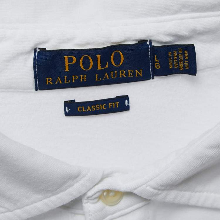 Pre Owned Polo Ralph Lauren White Cotton Knit PoloT-Shirt L