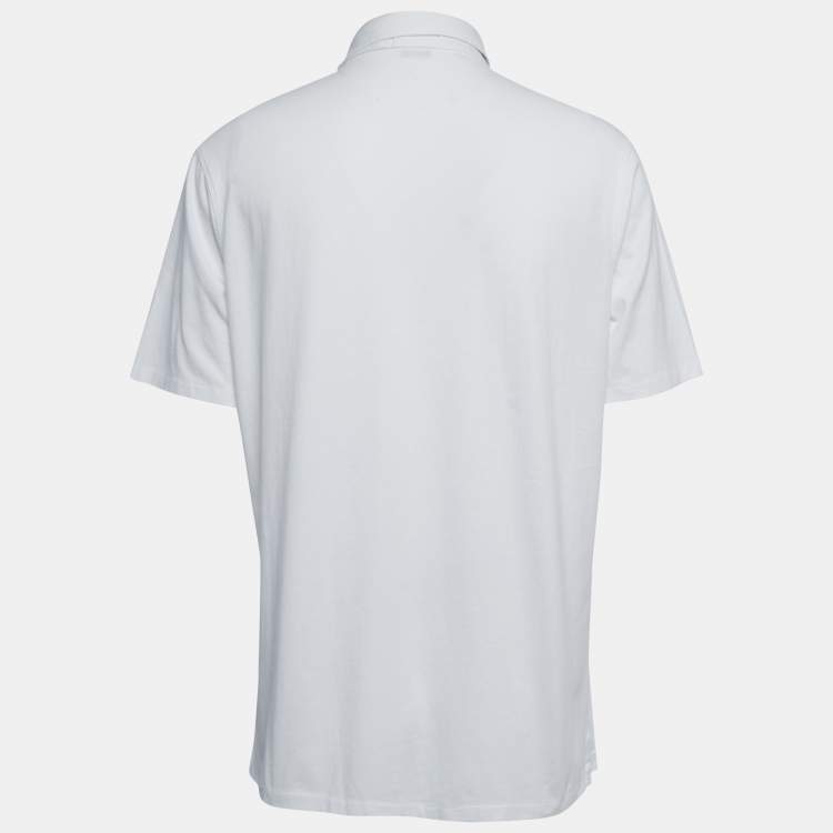 Pre Owned Polo Ralph Lauren White Cotton Knit PoloT-Shirt L