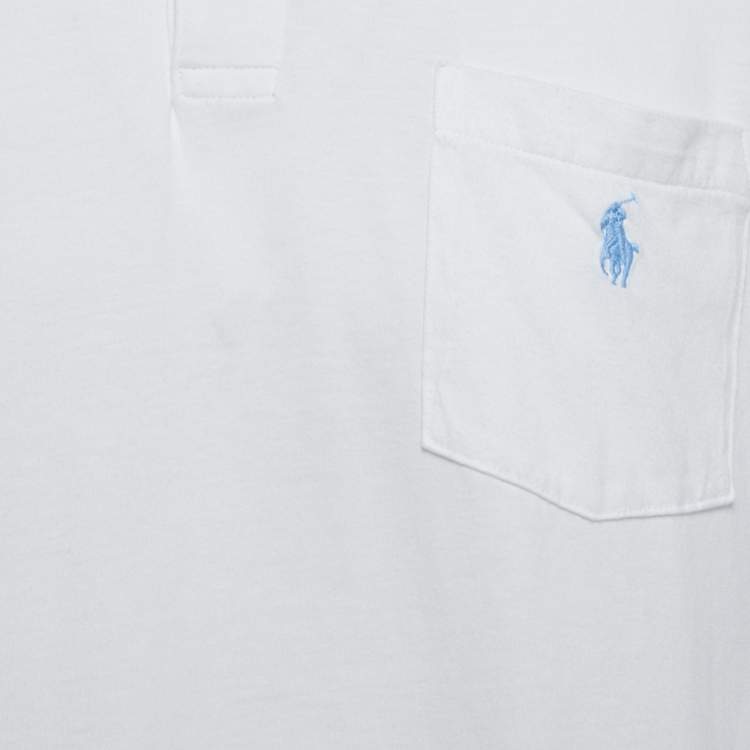 Pre Owned Polo Ralph Lauren White Cotton Knit PoloT-Shirt L
