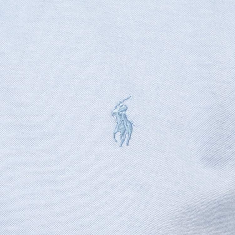 Pre Owned Polo Ralph Lauren Light Blue Cotton Knit Polo T-Shirt L