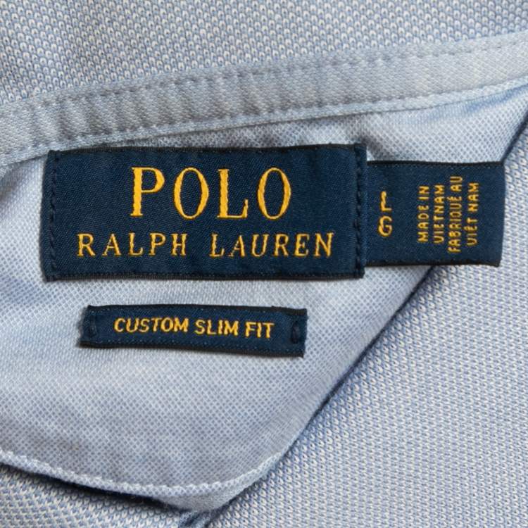Pre Owned Polo Ralph Lauren Light Blue Cotton Knit Polo T-Shirt L