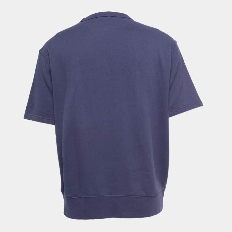Pre Owned Polo Ralph Lauren Navy Blue Logo Printed Cotton Sweatshirt L