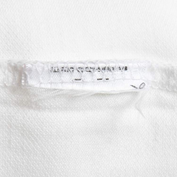 Pre Owned Polo Ralph Lauren White Cotton Pique Contrast Detail Round Neck T-Shirt L