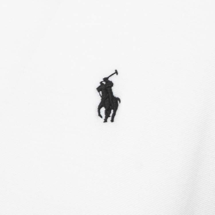 Pre Owned Polo Ralph Lauren White Cotton Pique Contrast Detail Round Neck T-Shirt L