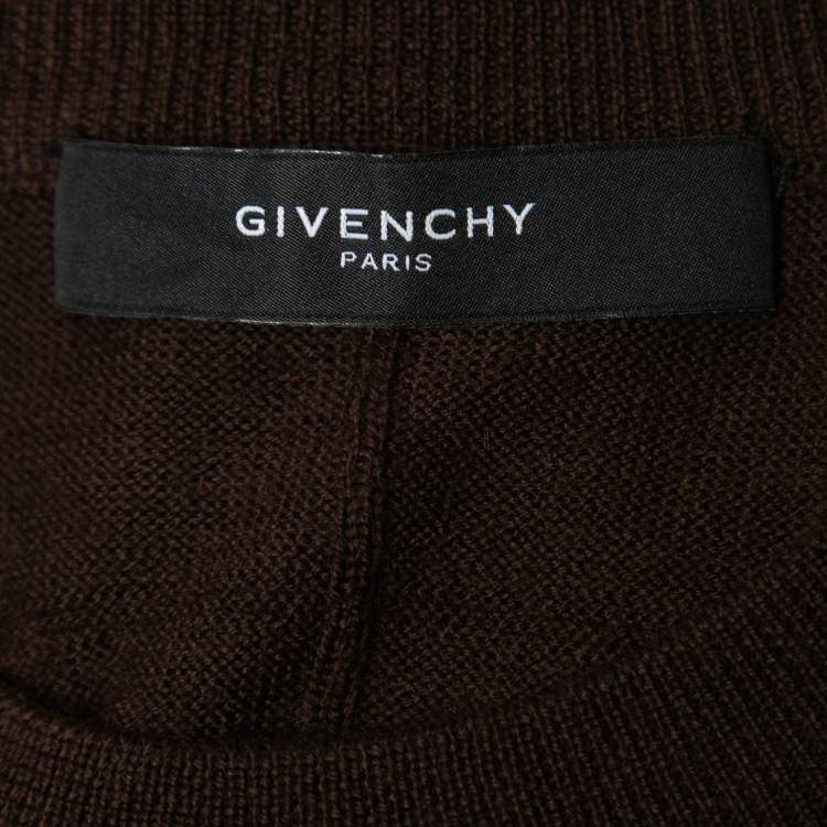 Pre Owned Givenchy Brown Striped Wool Crew Neck Jumper XL