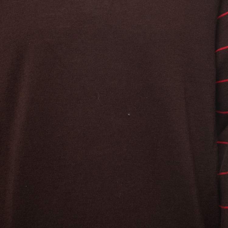 Pre Owned Givenchy Brown Striped Wool Crew Neck Jumper XL
