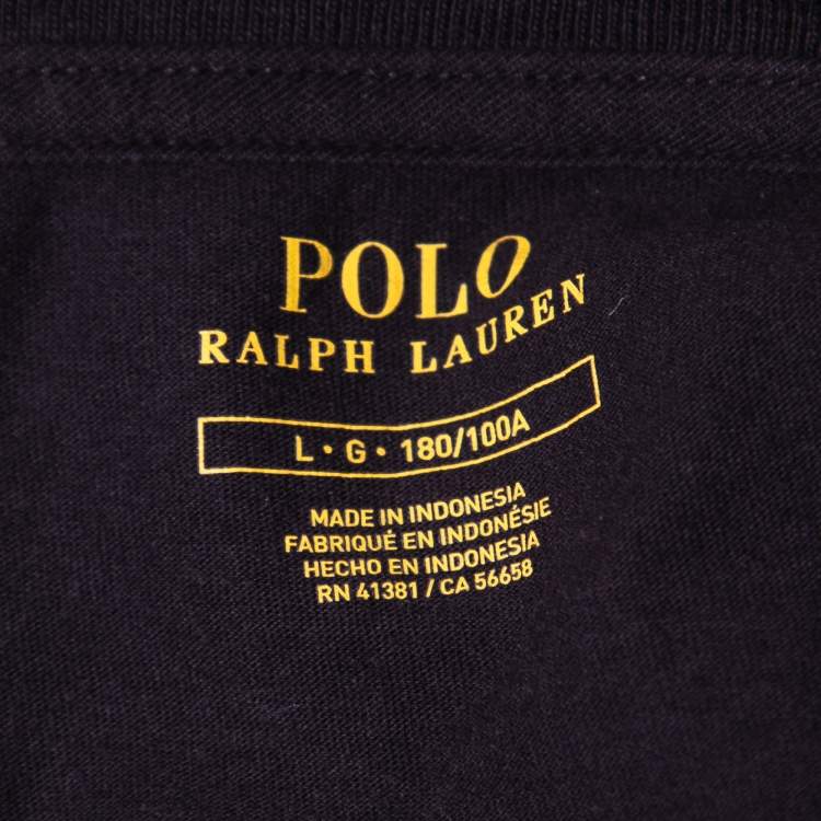 مملوكة مسبقًا Polo Ralph Lauren Black Cotton V-Neck T-Shirt L