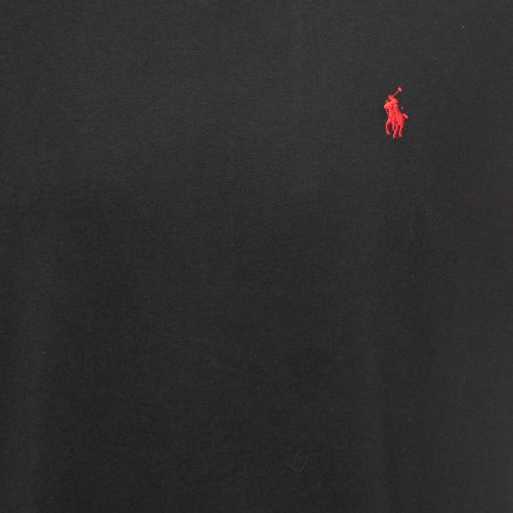 مملوكة مسبقًا Polo Ralph Lauren Black Cotton V-Neck T-Shirt L
