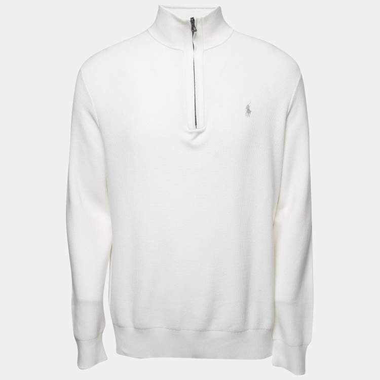 Pre Owned Polo Ralph Lauren White Cotton Long Sleeve Jumper XL
