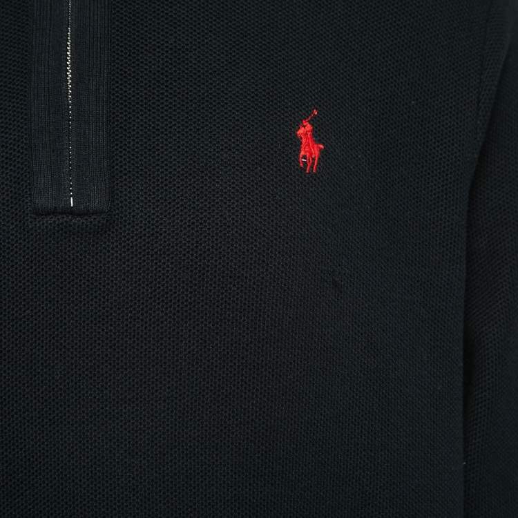 Pre Owned Polo Ralph Lauren Black Cotton Knit half Zip Sweater XL