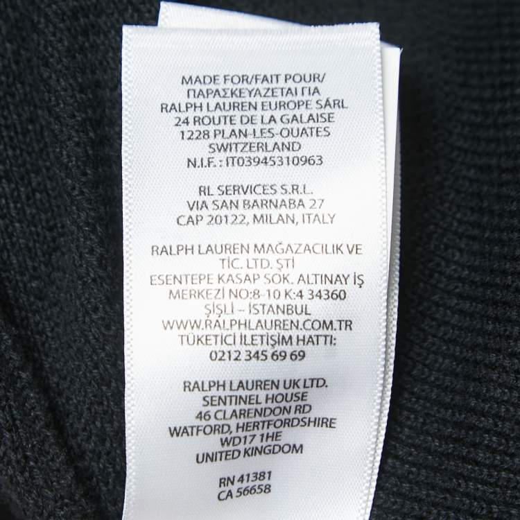 Pre Owned Polo Ralph Lauren Black Cotton Knit half Zip Sweater XL