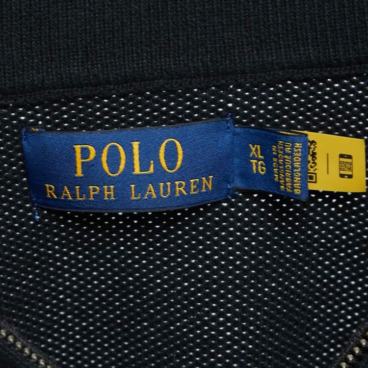 Pre Owned Polo Ralph Lauren Black Cotton Knit half Zip Sweater XL