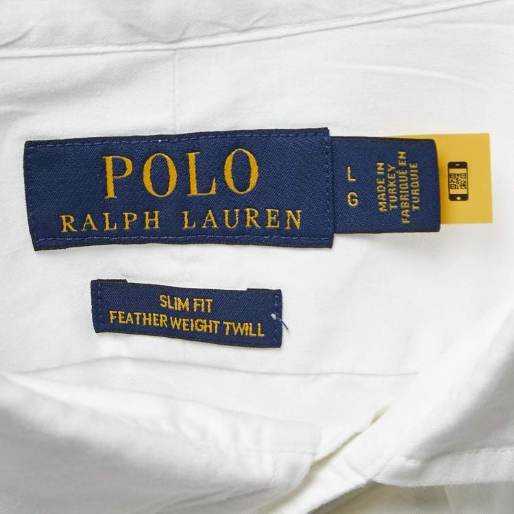 Pre Owned Polo Ralph Lauren White Cotton Button Front Shirt L