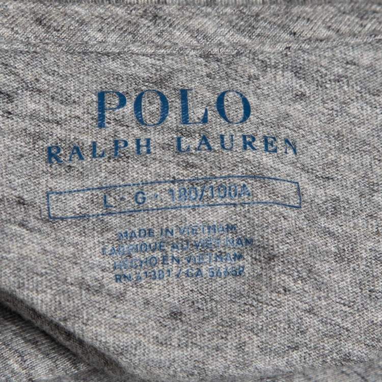 Pre Owned Polo Ralph Lauren Grey Cotton Crew Neck Full Sleeve T-Shirt L
