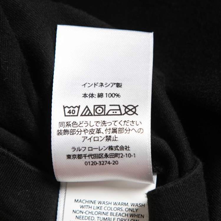 Pre Owned Polo Ralph Lauren Black Logo Embroidered Cotton Crew Neck Half Sleeve T-Shirt L