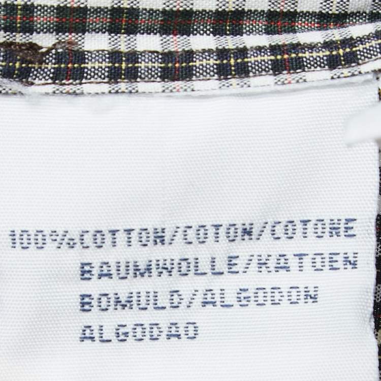 Pre Owned Polo Ralph Lauren Brown Mini Plaid Cotton Button Down Full Sleeve Shirt XL