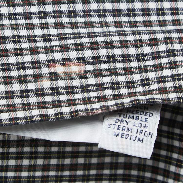Pre Owned Polo Ralph Lauren Brown Mini Plaid Cotton Button Down Full Sleeve Shirt XL