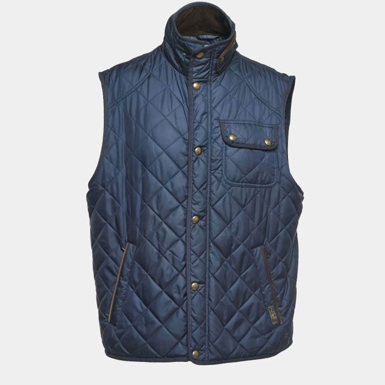 Polo Ralph Lauren Navy Blue Quilted Nylon Sleeveless Zip Front