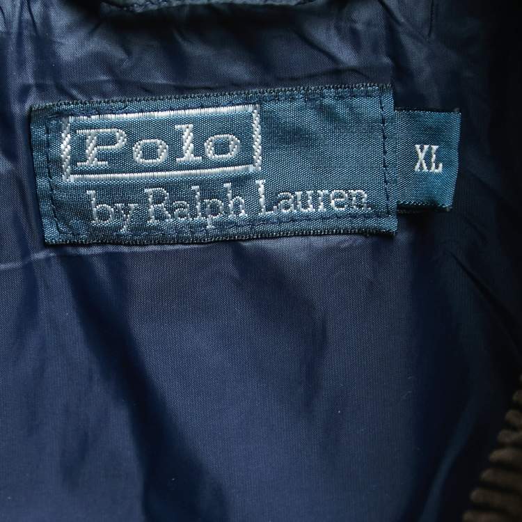 Pre Owned Polo Ralph Lauren Navy Blue Quilted Nylon Sleeveless Zip Front Jacket XL