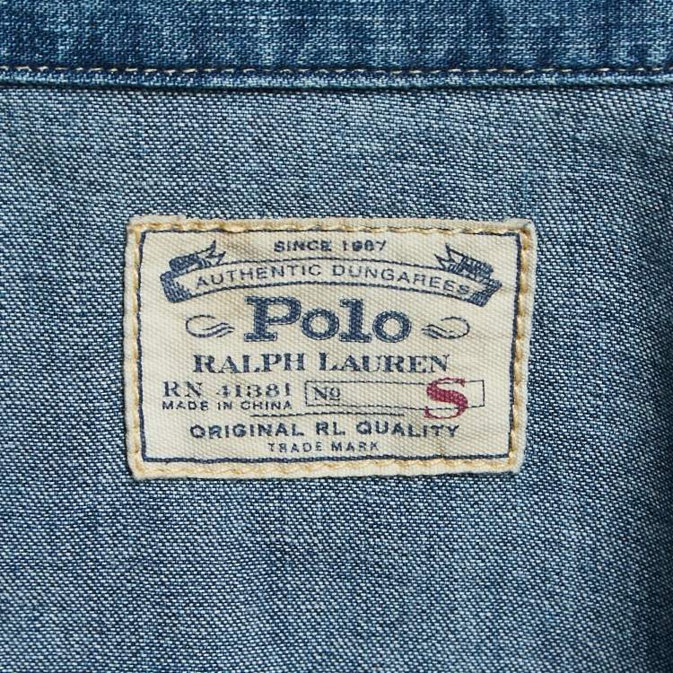 Pre Owned Polo Ralph Lauren Blue Denim Button Front Full Sleeve Shirt S