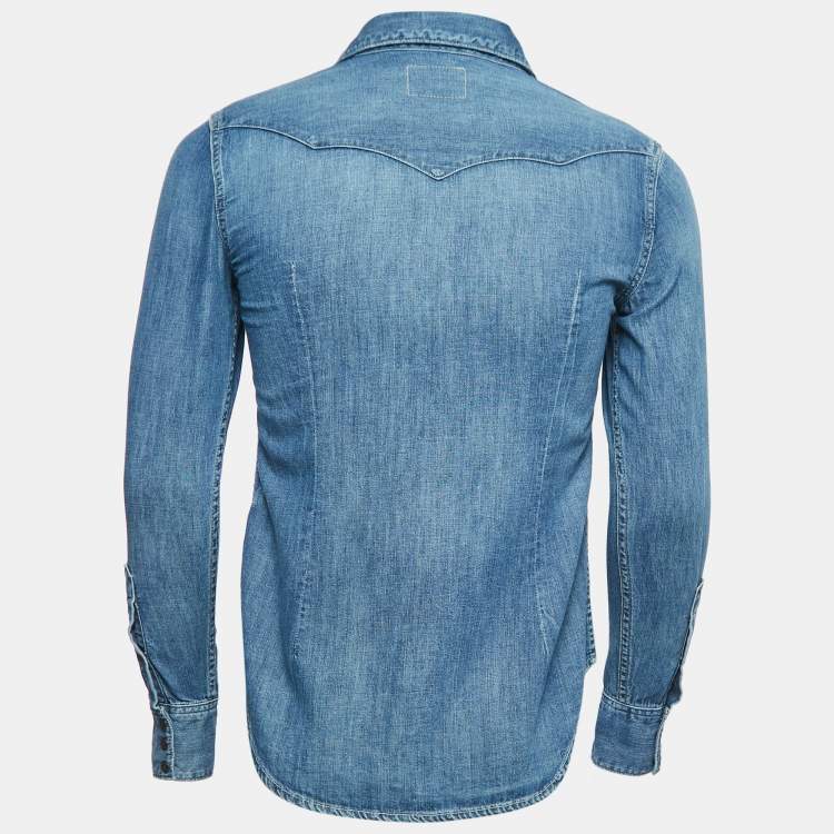 Pre Owned Polo Ralph Lauren Blue Denim Button Front Full Sleeve Shirt S
