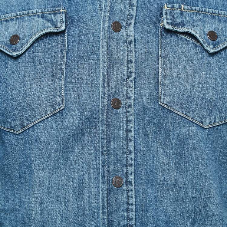 Pre Owned Polo Ralph Lauren Blue Denim Button Front Full Sleeve Shirt S