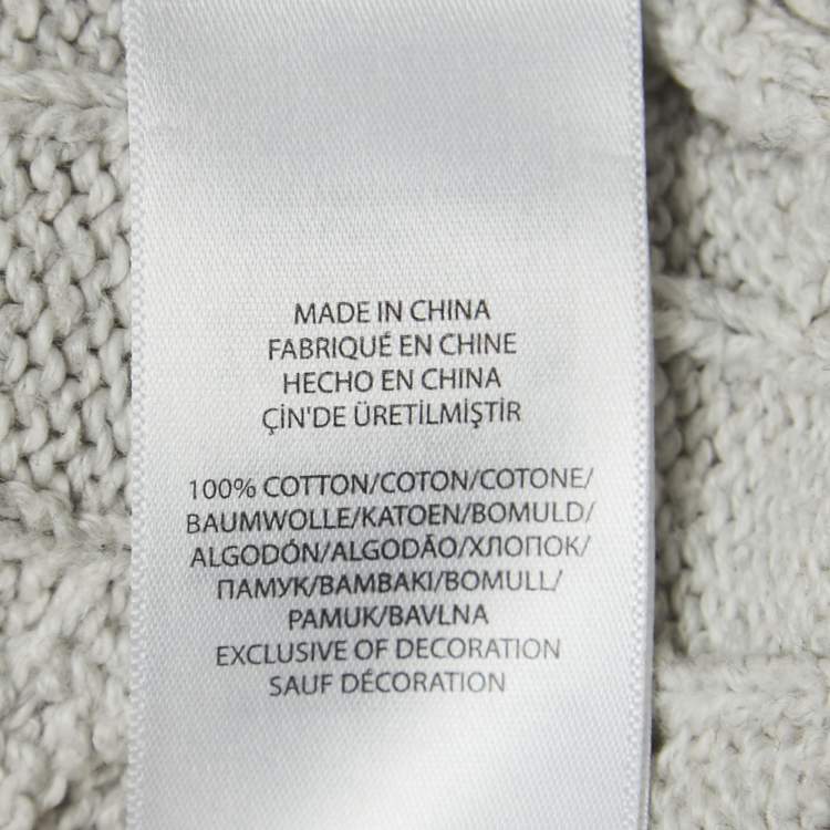 مملوكة مسبقًا Polo Ralph Lauren Grey Logo Embroidered Cotton Knit Crew Neck Sweater L