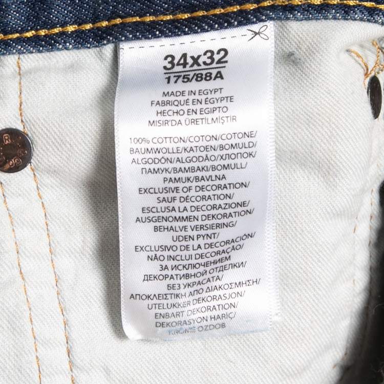 Pre Owned Polo Ralph Lauren Blue Distressed Denim The Sulivan Slim Jeans L Waist 34"