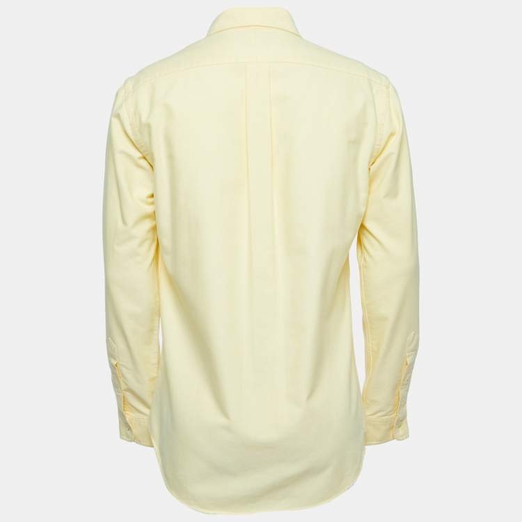 Pre Owned Polo Ralph Lauren Yellow Cotton Button Down Custom Fit Shirt M