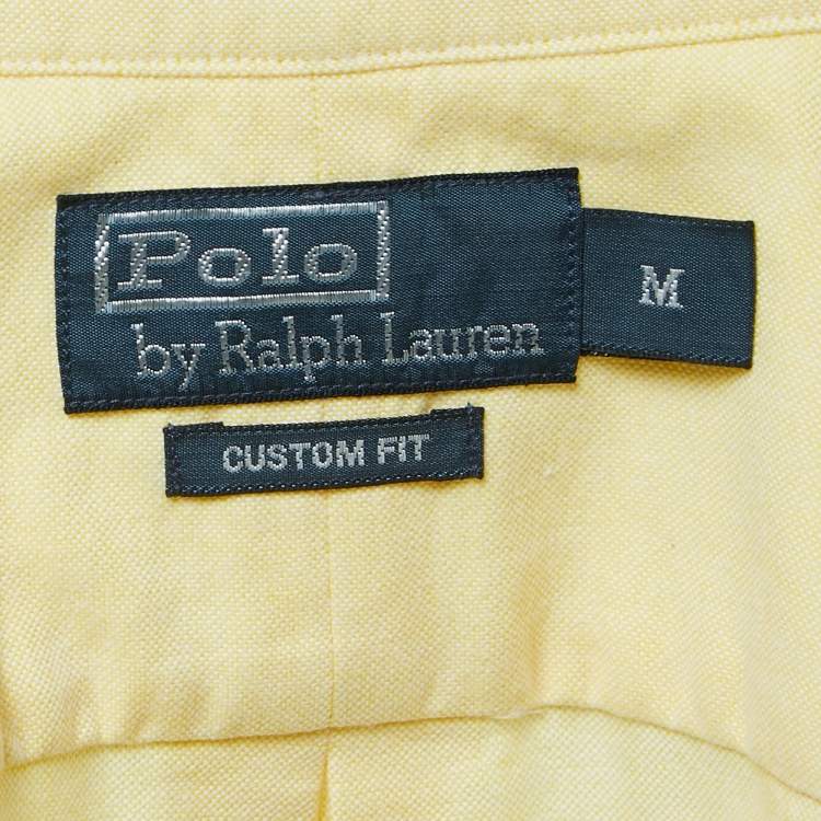 Pre Owned Polo Ralph Lauren Yellow Cotton Button Down Custom Fit Shirt M