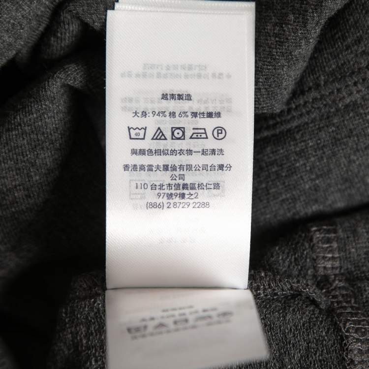 Pre Owned Polo Ralph Lauren Grey Cotton Crew Neck Long Sleeve T-Shirt M