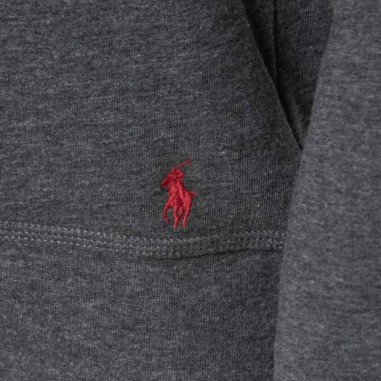 Pre Owned Polo Ralph Lauren Grey Cotton Crew Neck Long Sleeve T-Shirt M