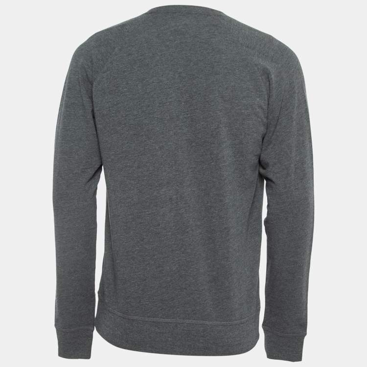 Pre Owned Polo Ralph Lauren Grey Cotton Crew Neck Long Sleeve T-Shirt M