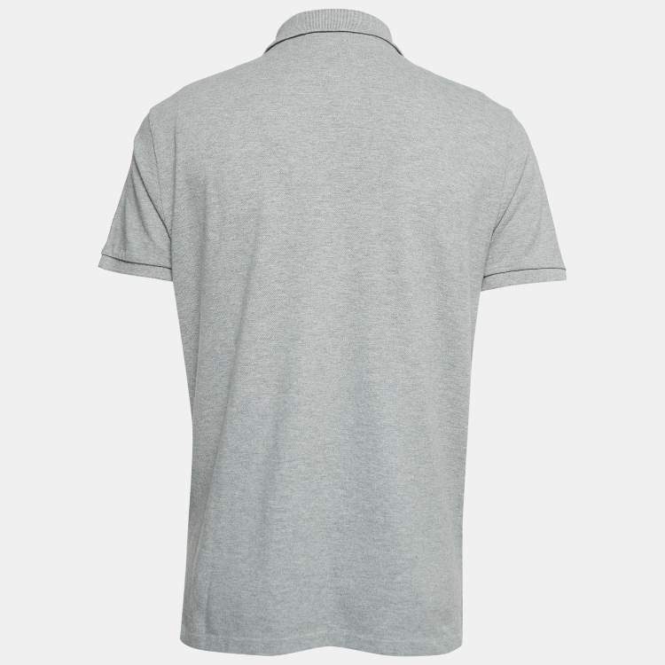 Pre Owned Polo Ralph Lauren Grey Logo Embroidered Cotton Polo T-Shirt L