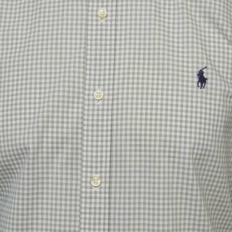 Pre Owned Polo Ralph Lauren Grey Checked Stretch Cotton Button Down Shirt L