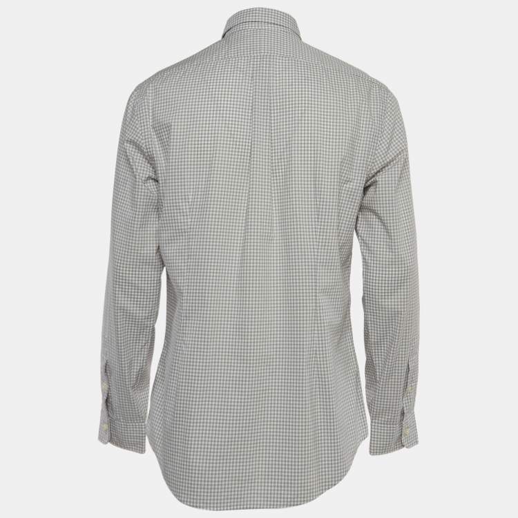 Pre Owned Polo Ralph Lauren Grey Checked Stretch Cotton Button Down Shirt L