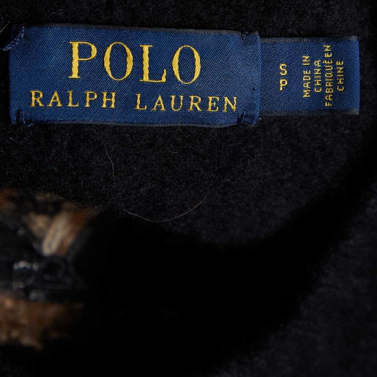 Pre Owned Polo Ralph Lauren Black Bear Intarsia Wool Knit Crew Neck Sweater S