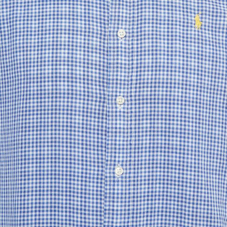 Pre Owned Polo Ralph Lauren Blue Checked Cotton Button Front Shirt S