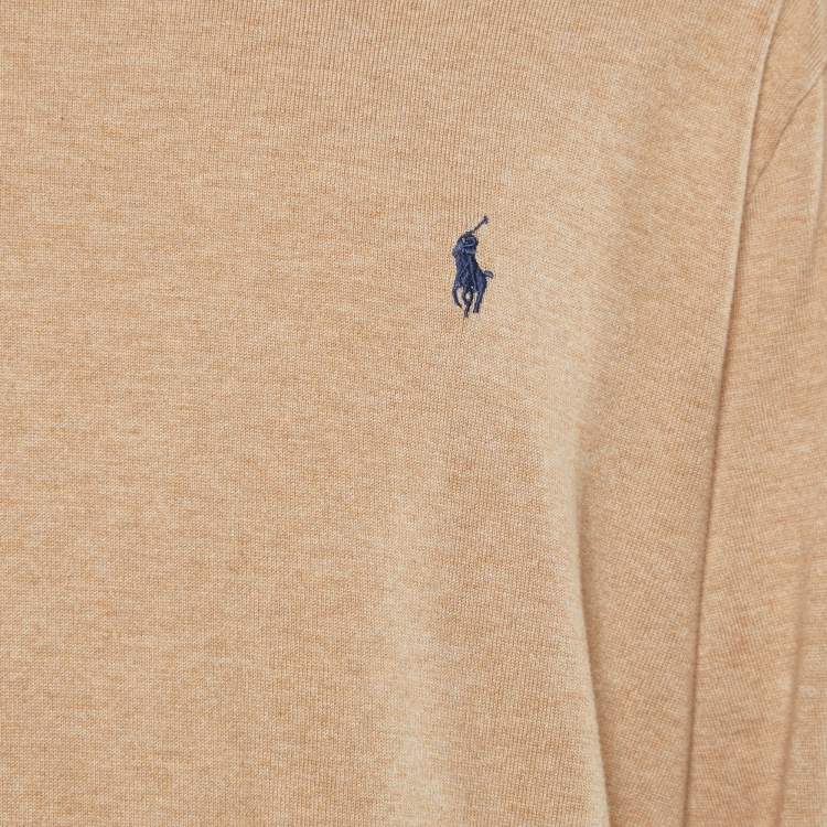 Pre Owned Polo Ralph Lauren Beige Cotton Knit Long Sleeve Jumper 2XL