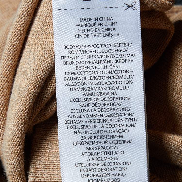 Pre Owned Polo Ralph Lauren Beige Cotton Knit Long Sleeve Jumper 2XL