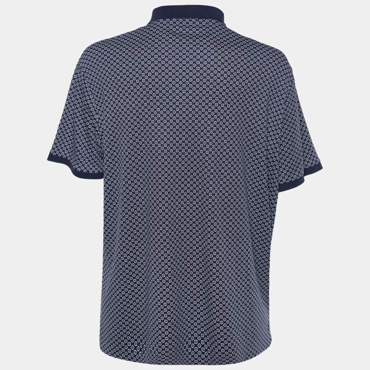 Polo Ralph Lauren Navy Blue Printed Cotton Knit Polo T-Shirt 2XL