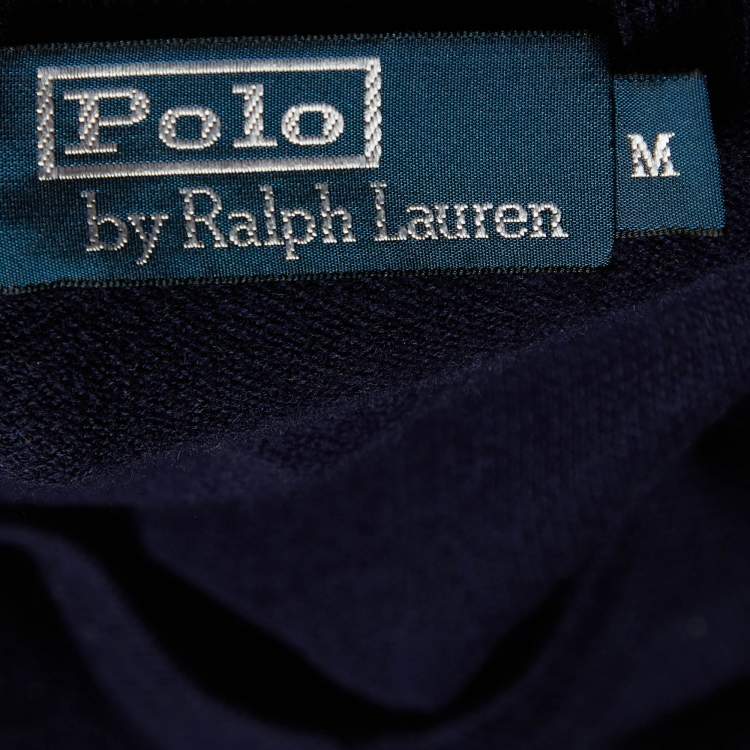 Pre Owned Polo Ralph Lauren Navy Blue Cotton & Cashmere V-Neck Jumper M