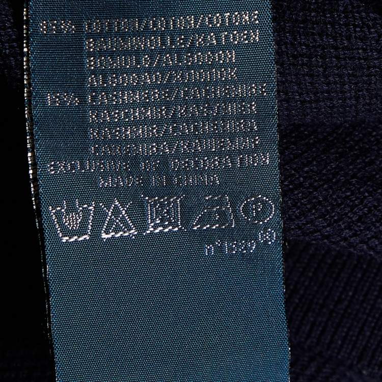 Pre Owned Polo Ralph Lauren Navy Blue Cotton & Cashmere V-Neck Jumper M
