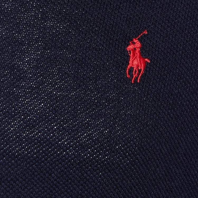 Pre Owned Polo Ralph Lauren Navy Blue Cotton & Cashmere V-Neck Jumper M