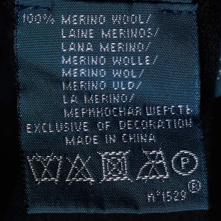 Pre Owned Polo Ralph Lauren Black Merino Wool Crew Neck Sweater S