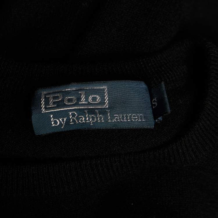 Pre Owned Polo Ralph Lauren Black Merino Wool Crew Neck Sweater S