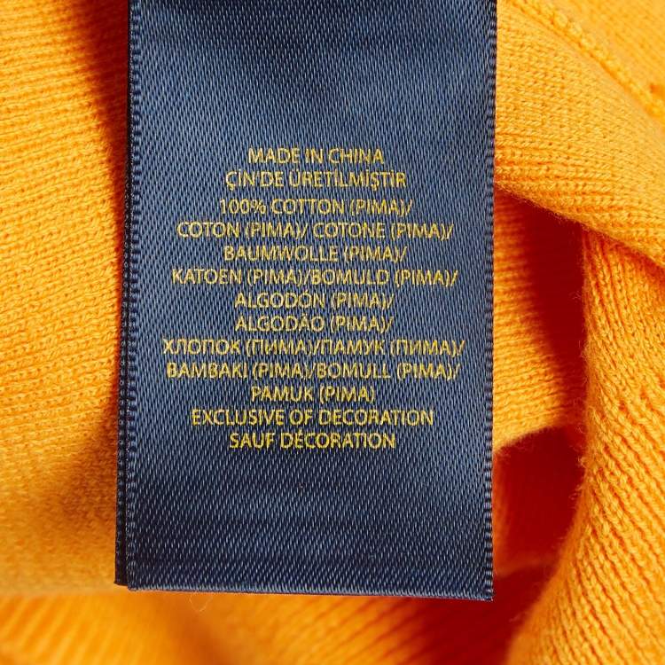 Pre Owned Polo Ralph Lauren Yellow Logo Embroidered Pima Cotton Slim Fit Sweater L