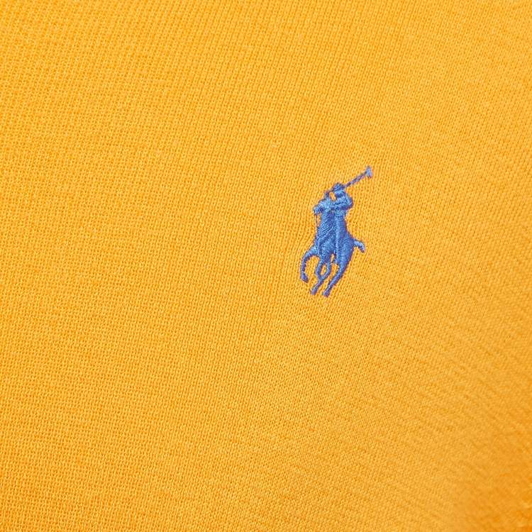 Pre Owned Polo Ralph Lauren Yellow Logo Embroidered Pima Cotton Slim Fit Sweater L