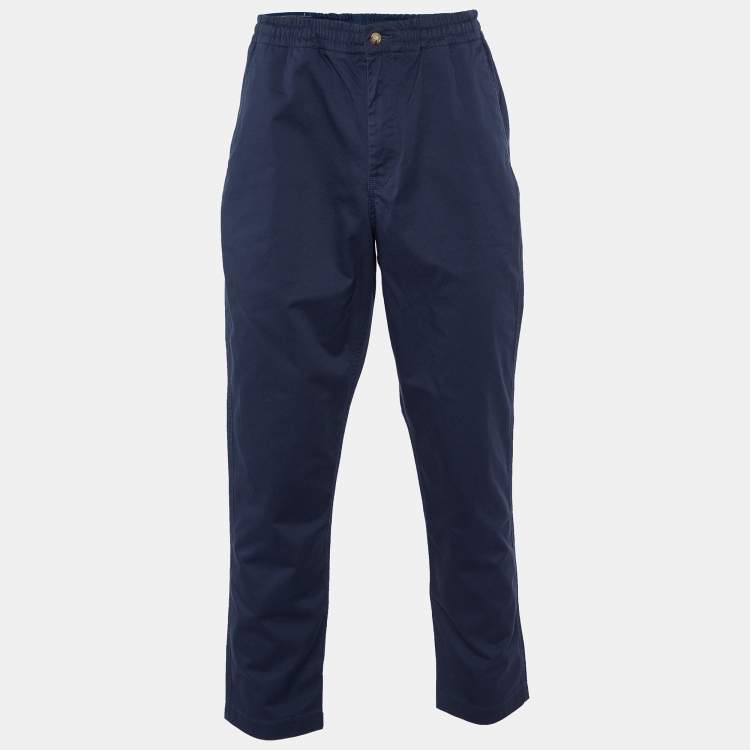 Pre Owned Polo Ralph Lauren Navy Blue Cotton Stretch Classic Fit Trousers L